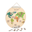 BusyKids Mapa del mundo de madera con figuras magnéticas de animales