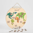 BusyKids Mapa del mundo de madera con figuras magnéticas de animales