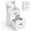 Tocador 3 en 1 RUBI con espejo, taburete, espacio de almacenamiento y cajones – Blanco