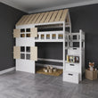 BusyKids Cama semi alta con forma de casita GALAXY-HOUSE MAX con escalera con almacenamiento 90 x 200 cm