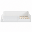 Cama Montessori de suelo ERYK 160 × 80 cm con barrera anticaídas – Blanco