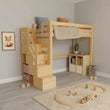 BusyKids LOFTI-MAX Cama alta de madera 90 × 200 cm con escalera de almacenaje