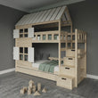 BusyKids Litera con forma de casita DREAM-HOUSE MAX con escalera con almacenamiento 90 x 200 cm