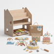 Estantería 2 en 1 + Caja Montessori desde 36 meses + contenido a elegir — Conjunto BusyKids · Cocina: alimentos [fill:kitchenProps]