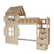 BusyKids Cama alta GALAXY-HOUSE con medio techo y escalera con almacenamiento 90 x 200 cm