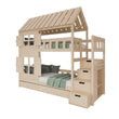 BusyKids Litera con forma de casita DREAM-HOUSE MAX con escalera con almacenamiento 90 x 200 cm