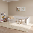 Cama Montessori de suelo ERYK 160 × 80 cm con barrera anticaídas – Blanco