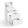 Tocador 3 en 1 RUBI con espejo, taburete, espacio de almacenamiento y cajones – Blanco