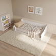 Cama Montessori de suelo ERYK 160 × 80 cm con barrera anticaídas – Blanco