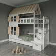 BusyKids Litera con forma de casita DREAM-HOUSE MAX con escalera con almacenamiento 90 x 200 cm