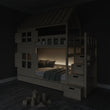 BusyKids Litera con forma de casita DREAM-HOUSE MAX con escalera con almacenamiento 90 x 200 cm