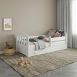 Cama infantil FELIX con barrera de protección y cajón de almacenamiento - 160 x 80 cm