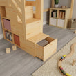 BusyKids LOFTI-MAX Cama alta de madera 90 × 200 cm con escalera de almacenaje