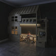 BusyKids Cama semi alta con forma de casita GALAXY-HOUSE MAX con escalera con almacenamiento 90 x 200 cm