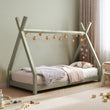 Cama infantil en forma de casita BusyKids TIPI-HOUSE con bordillo de seguridad fijo