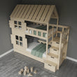 BusyKids Litera con forma de casita DREAM-HOUSE MAX con escalera con almacenamiento 90 x 200 cm