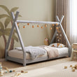 Cama infantil en forma de casita BusyKids TIPI-HOUSE con bordillo de seguridad fijo