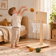 BusyKids Canasta de baloncesto infantil de madera para suelo