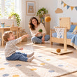 BusyKids Canasta de baloncesto infantil de madera para suelo