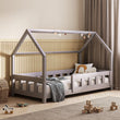 Cama casita Infantil KUKU-MAX con barandilla lateral y baranda frontal de seguridad.