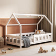 Cama casita Infantil KUKU-MAX con barandilla lateral y baranda frontal de seguridad.