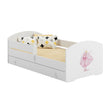 Cama infantil LUK-ONE con barrera de protección y cajón de almacenamiento
