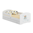 Cama infantil LUK-ONE con barrera de protección y cajón de almacenamiento