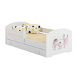 Cama infantil LUK-ONE con barrera de protección y cajón de almacenamiento