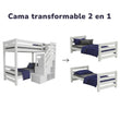 BusyKids Litera MIRA-MAX 2 en 1 con escalera frontal con almacenamiento 90 x 200 cm