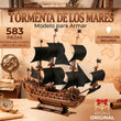 Galeón de madera con luz LED – puzzle 3D 583 piezas, maqueta de barco con velas y jarcia, kit de modelismo desde 12 años | BusyKids