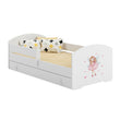 Cama infantil LUK-ONE con barrera de protección y cajón de almacenamiento