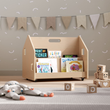 Estantería de libros de doble cara con ruedas de BusyKids - natural