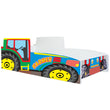 Cama infantil FARMI con diseño gráfico y colchón - 140 x 70 / 160 x 80 cm