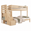 Litera de madera BusyKids HAPPY con 3 camas y escalera de almacenamiento