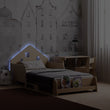 Cama extensible en forma de casa con iluminación LED