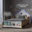 Cama extensible en forma de casa con iluminación LED - blanca