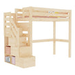 BusyKids LOFTI-MAX Cama alta de madera 90 × 200 cm con escalera de almacenaje