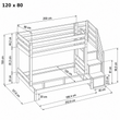 Litera de madera BusyKids HAPPY con 3 camas y escalera de almacenamiento