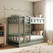 BusyKids Cama Alta Infantil TOTO-TWIN con Escalera – para dos niños 200 × 90 cm