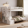 Litera de madera BusyKids HAPPY con 3 camas y escalera de almacenamiento
