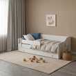 Cama infantil ERYK con barrera de protección y cajón de almacenamiento - 160 × 80/180 × 80 cm